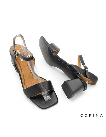 sandalias tacón ancho negras