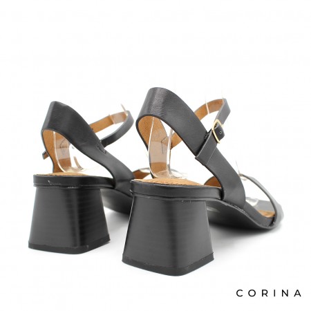 sandalia tacón ancho negra