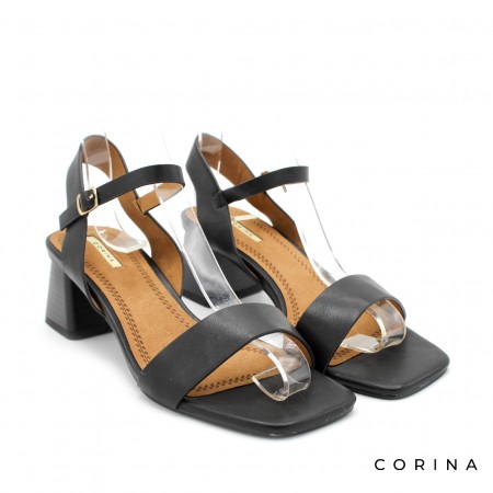 Sandalias Negras Tacon Medio Ancho Sandalia Negra De Tacón Ancho M4281