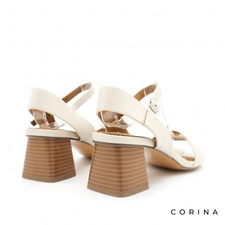 sandalias beige tacón ancho