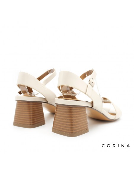 sandalias beige tacón ancho