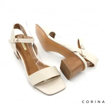 sandalias tacón ancho beige