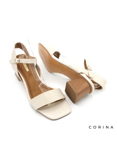 sandalias tacón ancho beige