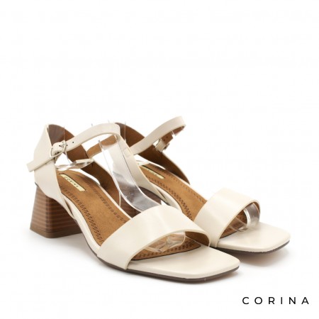 sandalia tacón ancho beige