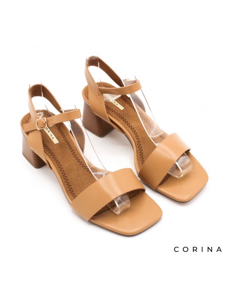 sandalias tacón ancho camel