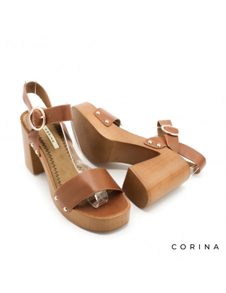 sandalias camel tacón y plataforma