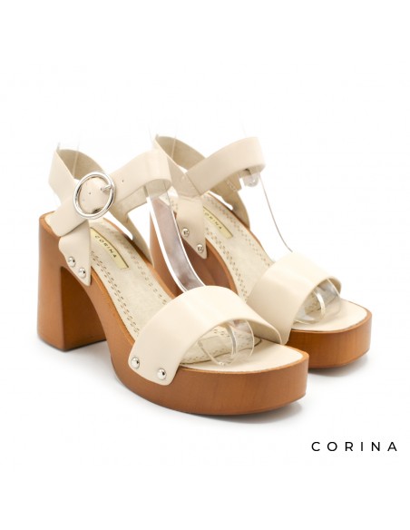 sandalias camel tacón y plataforma