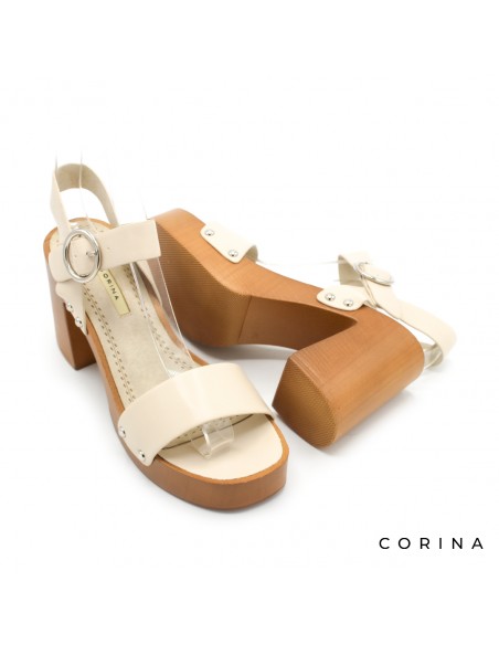 sandalias camel con tacón y plataforma