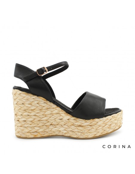 sandalia cuña rafia