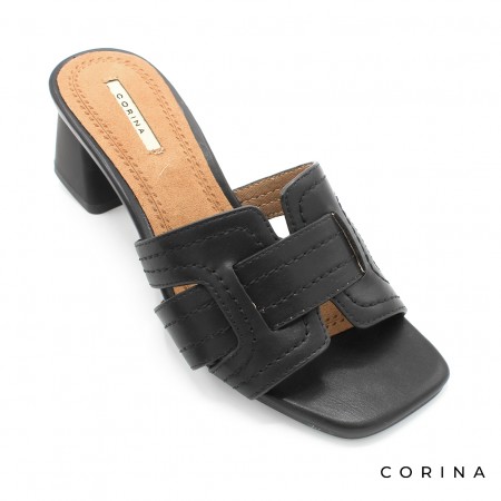 chancla de tacón negra