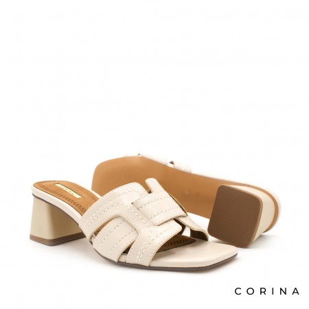 sandalia destalonada tacón beige