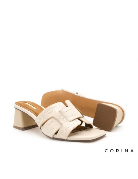 sandalia destalonada tacón beige