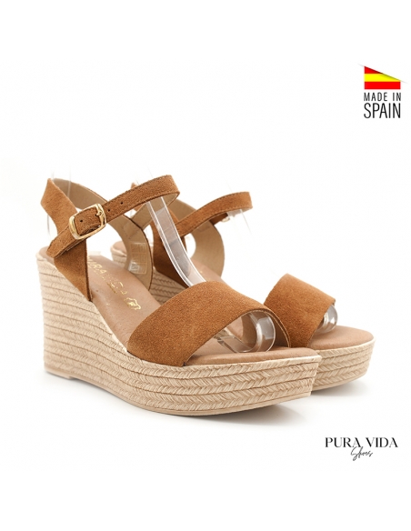 sandalias de piel con cuña