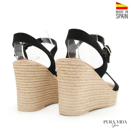 sandalia cuña negra