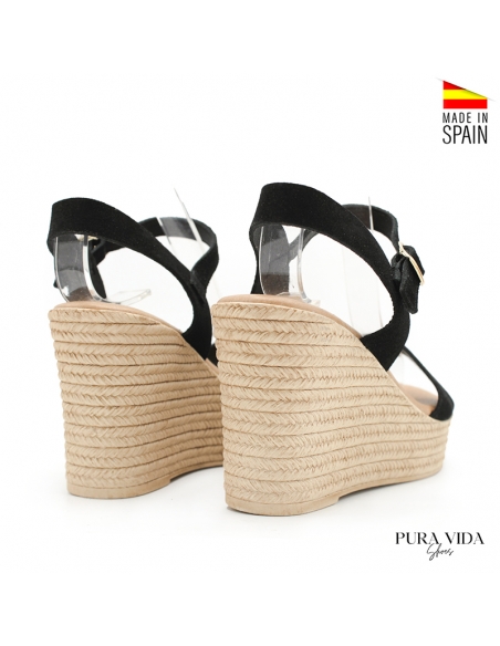 sandalia cuña negra