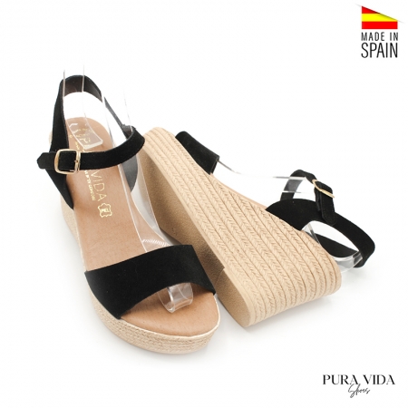 sandalias negra cuña