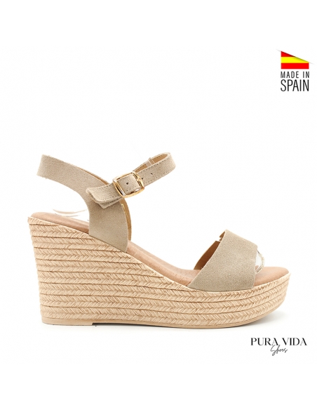 sandalias beige cuña