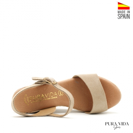 sandalias cuña beige
