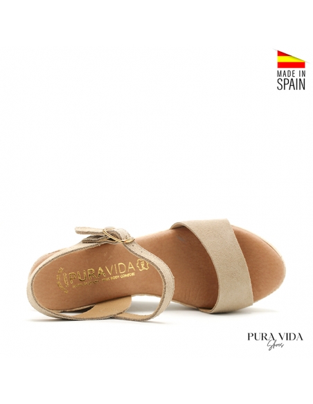 sandalias cuña beige