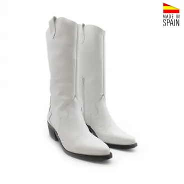 botas cowboy blancas de piel
