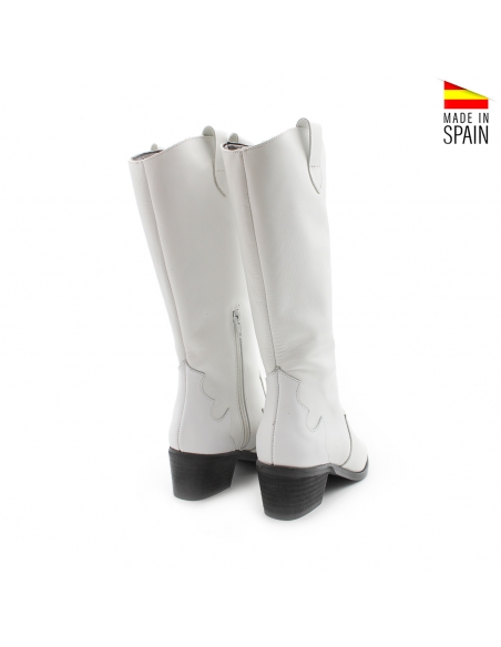 bota cowboy blanca piel