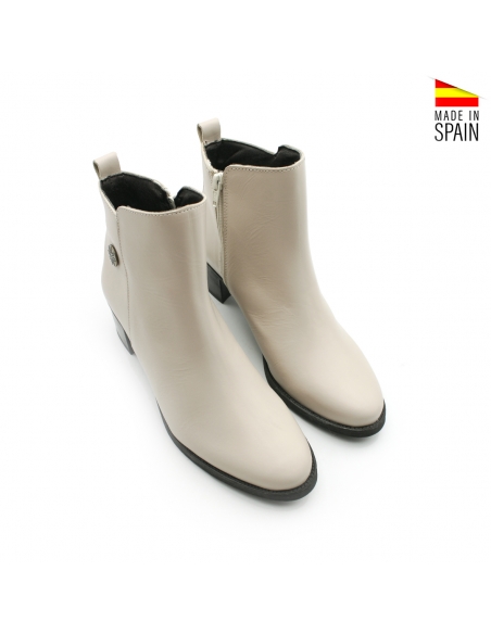 botines beige tacon ancho