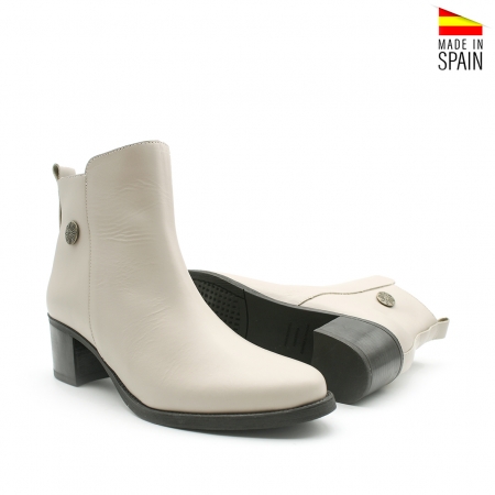 botines mujer beige tacon medio