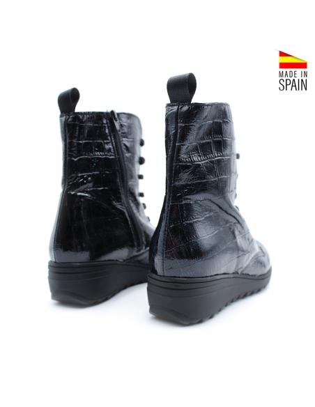 botin cuña azul marino