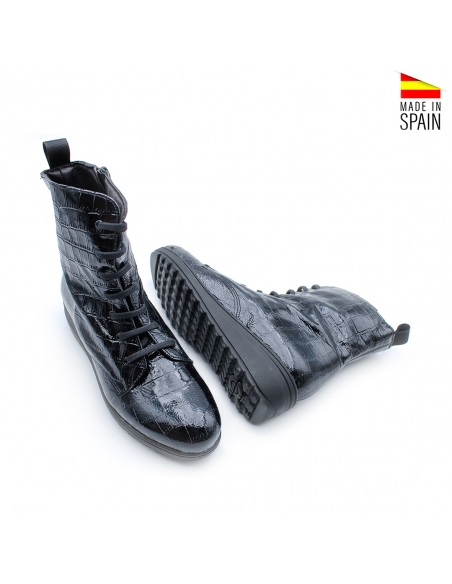 botines cuña azul marino