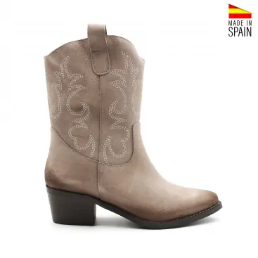 Botín campera beige de serraje