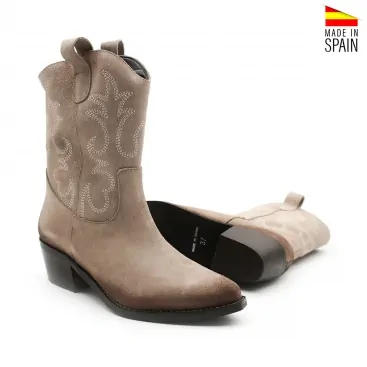 Botín campera taupe de serraje