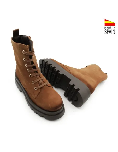 Botín Plataforma Camel serraje