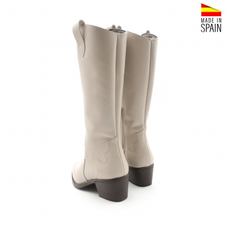 Botas cowboy beige de piel