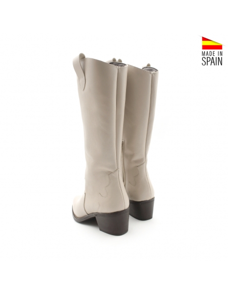 Botas cowboy beige de piel