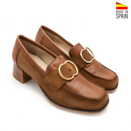 mocasin mujer hebilla dorada