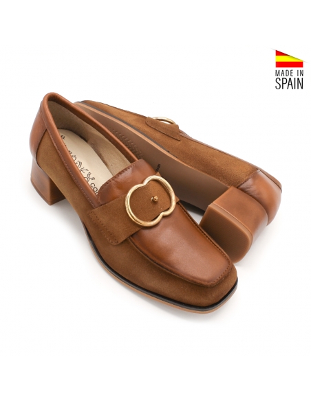 mocasines mujer hebilla dorada