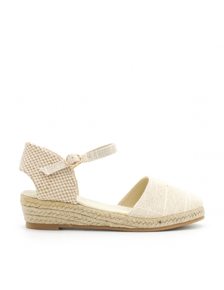 alpargata niña ceremonia beige con cuña