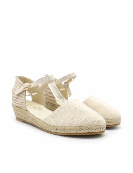 alpargata niña beige con cuña de esparto
