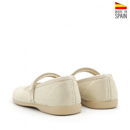merceditas beige de lona niña