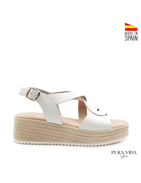 sandalias de cuña blancas
