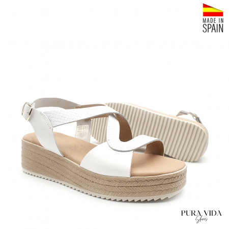 sandalia de cuña blanca