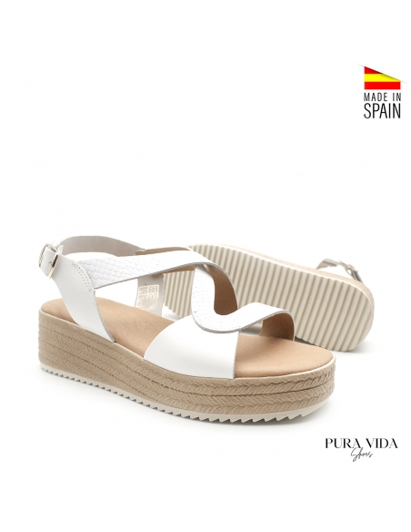 sandalia de cuña blanca