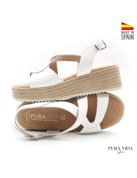 sandalias blancas de cuña