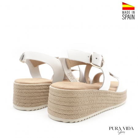 sandalia de cuña meida blanca