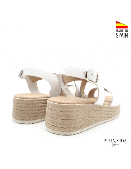 sandalia de cuña meida blanca