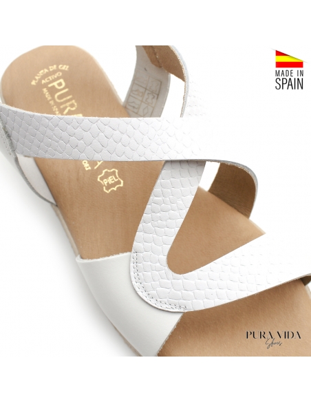 sandalias de piel blancas con cuña