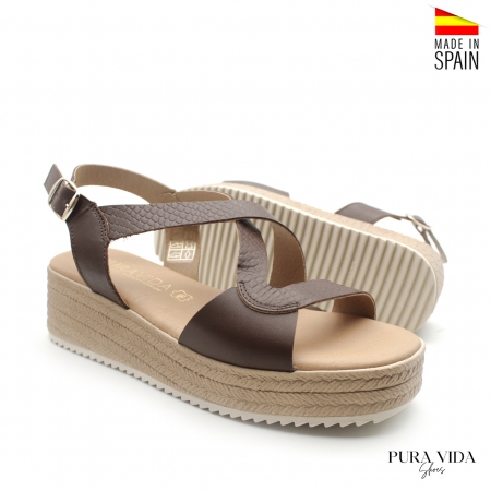 sandalia marrón con plantilla de gel