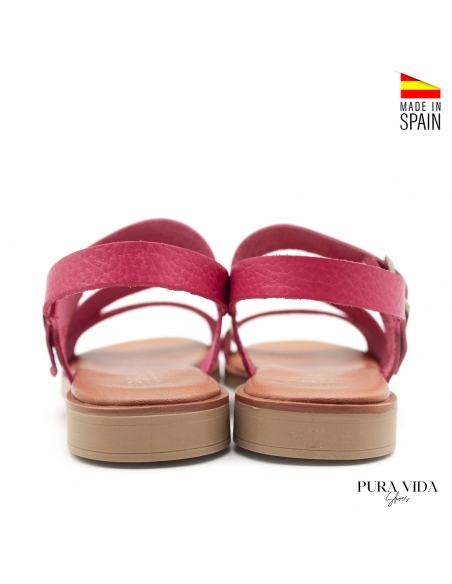 Sandalias Plana Piel fucsia