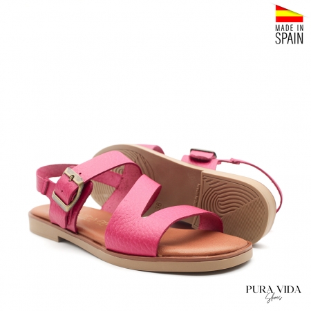 Sandalia Plana Piel rosa