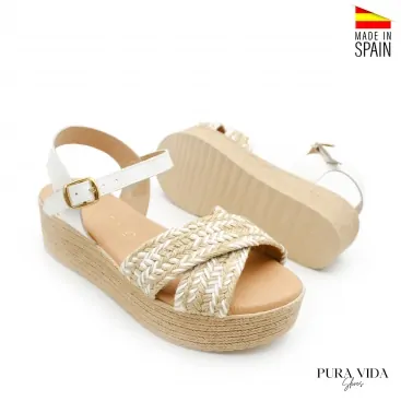 Sandalia Esparto Plataforma blanca